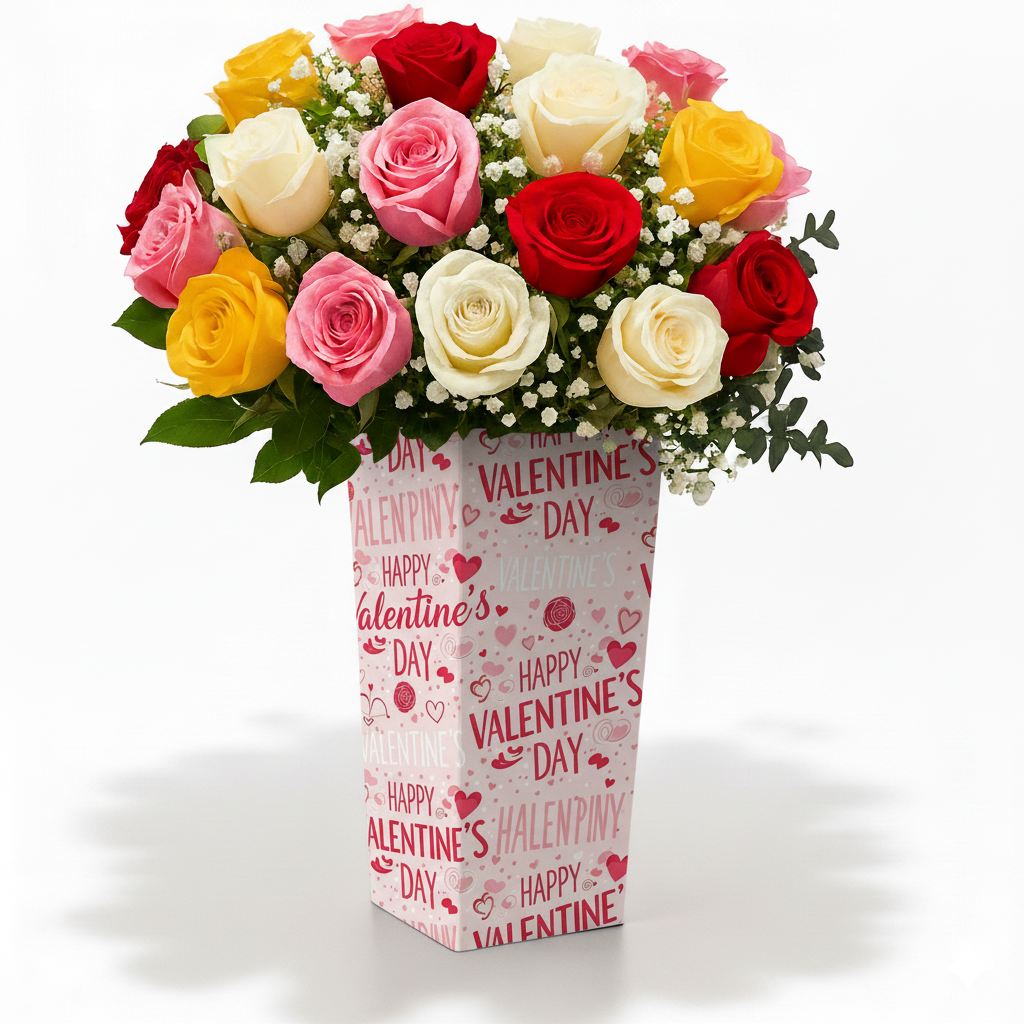 Rainbow Mix colorful rose bouquet